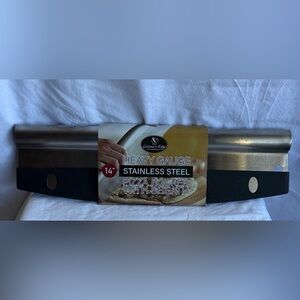 NWT 14" Stainless Steel Pizza Rocker with Sheath - Black